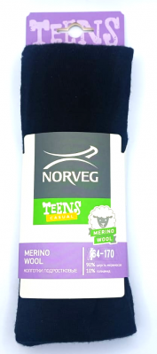 NORVEG Merino Wool Колготки подростковые цвет черный, размер 164-170