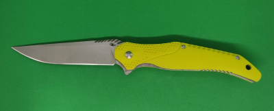 Нож складной REPTILIAN "Пифон-02" сталь 9Cr18MoV, рукоять жёлтая G10, клинок Stonewash, флиппер, замок Liner-Lock, система IKBS