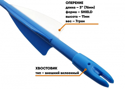 Стрела лучная фиберглассовая Centershot Sonic 28" оперение Parabolic 3", цвет синий