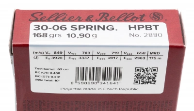 Патрон нарезной 30-06 Spring S&B HPBT 10,9 г