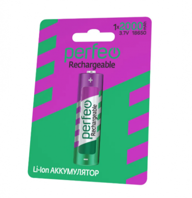Аккумулятор Perfeo Li-Ion 18650 2000mAh без защиты 3.7V (PF18650Li-Lon2000/1BL)