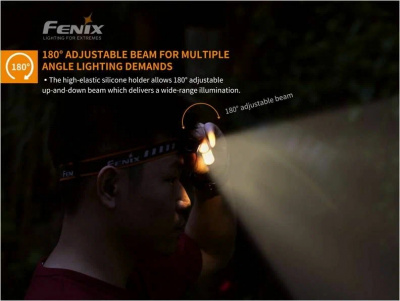Фонарь налобный Fenix HM23 240 люмен + 2 красных диода, свет до 88 метров, аккумулятор 1шт.х14500 Li-Ion/1шт.хАА