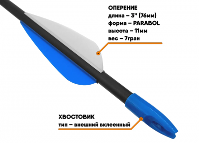 Стрела лучная фибергласс Centershot Sonic 28" оперение Parabolic 3" 