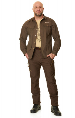 Рубашка с длинным рукавом, коричневая, арт.PRDS-01BR (р-р M) NOVATEX