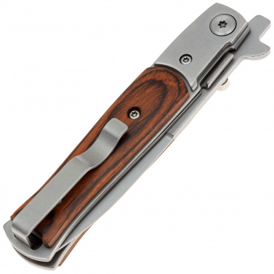 Нож складной Boker 01YA101 Stiletto сталь 440A, рукоять сталь/дерево, замок Liner-Lock