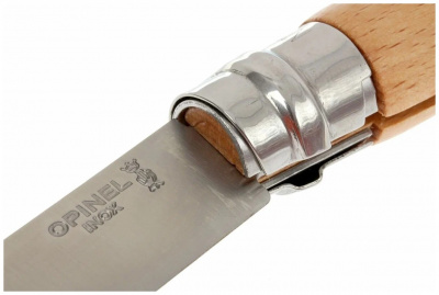 Нож хозяйственный Opinel 10 VRI - клинок 10 см, нержавеющая сталь Sandvik 12C27, рукоять бук, Viroblock (123100)