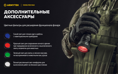 Фонарь тактический Armytek Viking Pro Max Теплый / 5000 лм /350 м / 13°:81° / 21700 Li-Ion (в комплекте) (F08301W)