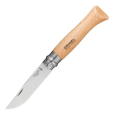 Нож хозяйственный Opinel 09 VRI - клинок 9 см, нержавеющая сталь Sandvik 12C27, рукоять бук, Viroblock (001083)