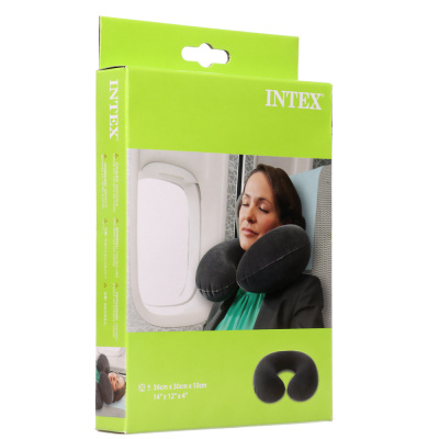 Подушка на шею надувная INTEX (68675) 33х25х8см, вельветовый флок