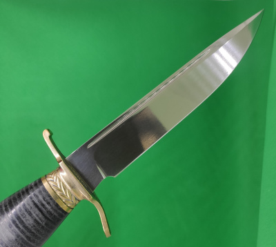 Нож Финка НКВД сталь N690, рукоять наборная кожа, литьё латунь