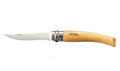 Нож филейный складной Opinel Slim Beech Effile №8 клинок 8 см, нержавеющая сталь Sandvik 12C27, рукоять бук, Viroblock (002558)