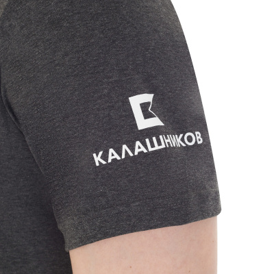 Футболка с принтом "5,45 new "; серая; короткий рукав; размер L (KKF000079)