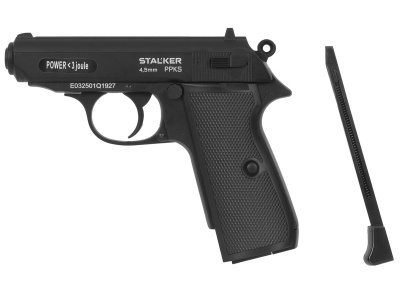 Пистолет пневматический Stalker PPKS (Walther PPK/S) кал.4,5 мм, металл, 90 м/с, Blowback (ST-21062P)