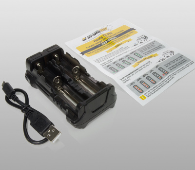 Зарядное устройство для аккумуляторов Armytek Handy C2 Pro - 2 канала, powerbank 2.5A, microUSB, выход 1,2A