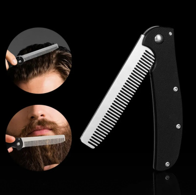 Тактическая складная расчёска для бороды Barber Travel сталь 440C, рукоять G10