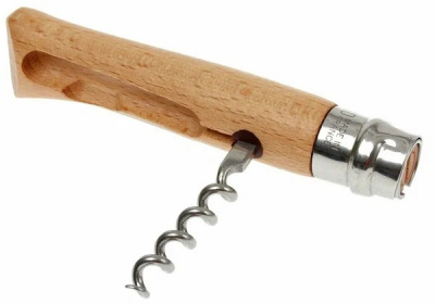 Нож складной Opinel Corkscrew Bottle Opener №10 штопор/открывашка клинок 10 см, нержавеющая сталь Sandvik 12C27, рукоять бук, Viroblock (002578)