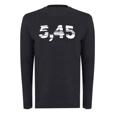 Лонгслив с принтом "5,45 new "; серый; размер ХL  (KKL000052)