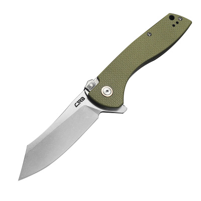 Нож складной CJRB J1915-GN Kicker сталь D2, рукоять зелёная G10, замок Recoil-Lock, клинок Stone Wash