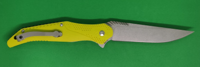 Нож складной REPTILIAN "Пифон-02" сталь 9Cr18MoV, рукоять жёлтая G10, клинок Stonewash, флиппер, замок Liner-Lock, система IKBS