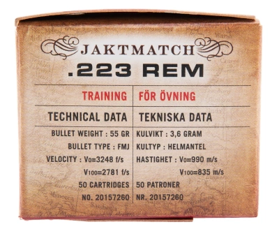 Патрон нарезной NORMA кал. 223 REM Jaktmatch 3,6 г 55 gr (в пачке 50 шт.)