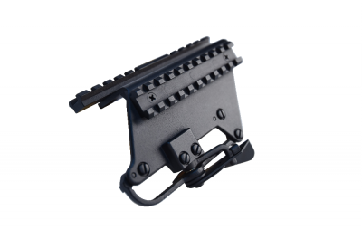 Кронштейн боковой быстросъемный с верхней планкой Weaver, боковой планкой Picatinny  (Сайга, Тигр) с армейским  зажимом (Аксион)