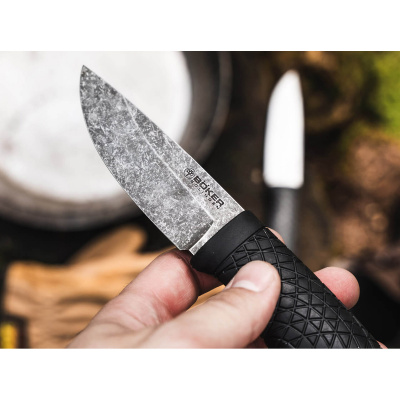 Нож с фиксированным клинком Boker 121505 Bronco Mini сталь 80CrV2, рукоять TPE, ножны Kydex