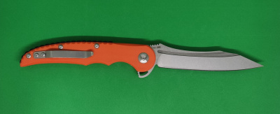 Нож складной REPTILIAN "Скальд-02" сталь 9Cr18MoV, рукоять оранж G10, система IKBS, замок Liner-Lock, клинок Стоунвош