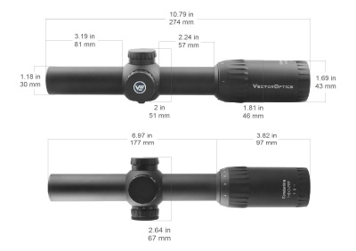Прицел Vector Optics Constantine 1-8x24FFP, сетка EHT Mil, 30мм, азотозаполненный, с подсветкой, 11 уровней яркости, до 7000 Дж (SCFF-32)