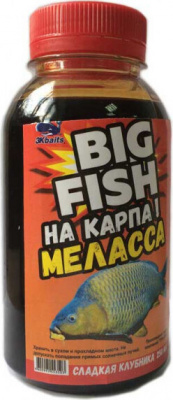 Меласса "BIG FISH" на карпа Сладкая Клубника 250 мл. (Три кита)