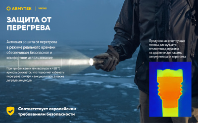 Фонарь тактический Armytek Viking Теплый / 2330 лм / 295 м / 11°:76° / 1x18650 или 2xCR123A (F01802W)