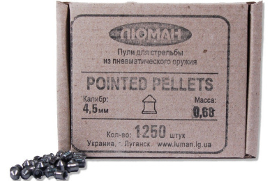 Пуля пневматическая "Люман" Pointed pellets острые 0,68 г кал.4,5 мм (1250 шт.)