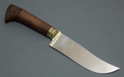 Нож Узбекский "малый Пчак" из кованой стали Х12МФ, рукоять венге, литьё латунь (10308)