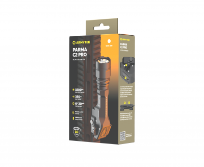 Фонарь тактический Armytek Parma C2 Pro Белый свет, 3 режима, до 350 м., 1500 люмен, 1x18650 или 2xCR123A (F09804C)