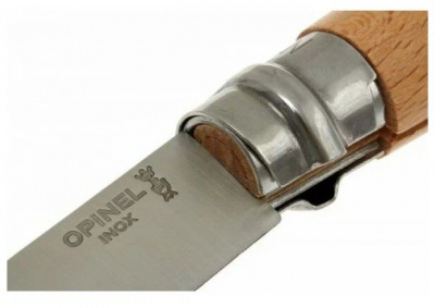Нож хозяйственный Opinel 08 VRI - клинок 8 см, нержавеющая сталь Sandvik 12C27, рукоять бук, Viroblock (123080)
