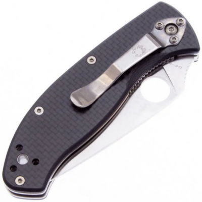 Нож складной Spyderco Tenacious C122CFP сталь 8Cr13MoV, рукоять чёрный Carbon, клинок Satin