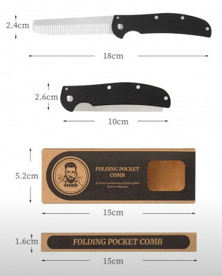 Тактическая складная расчёска для бороды Barber Travel сталь 440C, рукоять G10