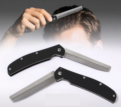 Тактическая складная расчёска для бороды Barber Travel сталь 440C, рукоять G10