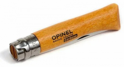Нож хозяйственный Opinel 10 VRN - клинок 10 см, углеродистая сталь XC90, рукоять бук, замок Viroblock (113100)