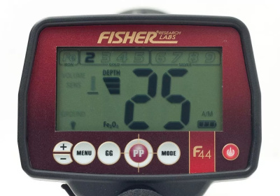 Металлоискатель Fisher F44-11DD c улучшенной катушкой 11''DD (5 режимов, 7,69 кГц, 2хАА)