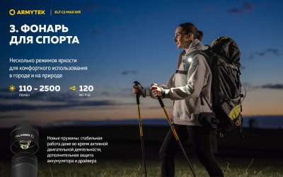Фонарь налобный Armytek Elf C2 Max WR USB-C Белый и Красный свет до 2500 люменов, 1х21700 Li-Ion (F10801C)