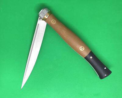 Нож складной REPTILIAN "Кабальеро-01" сталь D2, рукоять коричневая микарта/латунь, замок Viroblock