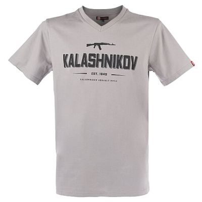 Футболка серая, принт Kalashnikov, размер L, 100% хлопок (ОТК001389)