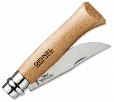 Нож хозяйственный Opinel 08 VRI - клинок 8 см, нержавеющая сталь Sandvik 12C27, рукоять бук, Viroblock (123080)