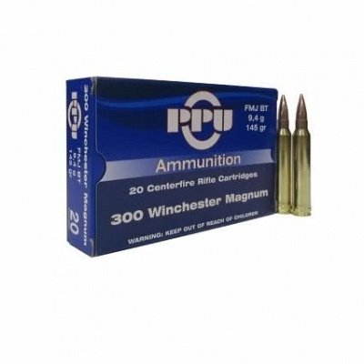 Патрон 300 Win MAG FMJ  BT, об., вес пули 9.4 г (PPU Партизан)