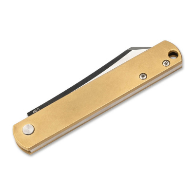Нож складной Boker 01BO369 Zenshin Brass сталь 440С, рукоять латунь, замок Slip Joint, клинок BlackWash