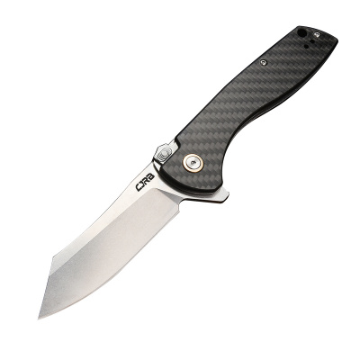 Нож складной CJRB J1915-CF Kicker сталь D2, рукоять Carbon fiber, замок Recoil-Lock, клинок Stone Wash