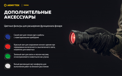 Фонарь тактический Armytek Viking Белый / 2500 лм / 300 м / 11°:76° / 1x18650 или 2xCR123A (F01802C)
