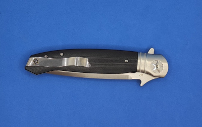 Нож складной REPTILIAN "НКВД-01-2" сталь D2, рукоять G10, долы, флиппер, упор, Satin/Stonewash