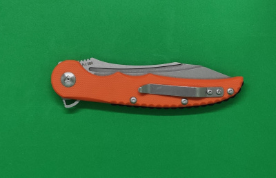 Нож складной REPTILIAN "Скальд-02" сталь 9Cr18MoV, рукоять оранж G10, система IKBS, замок Liner-Lock, клинок Стоунвош
