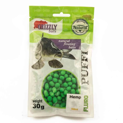 Воздушное пенотесто Fluoro PUFFI Grizzly baits Конопля, Смородина, Клубника 30гр.